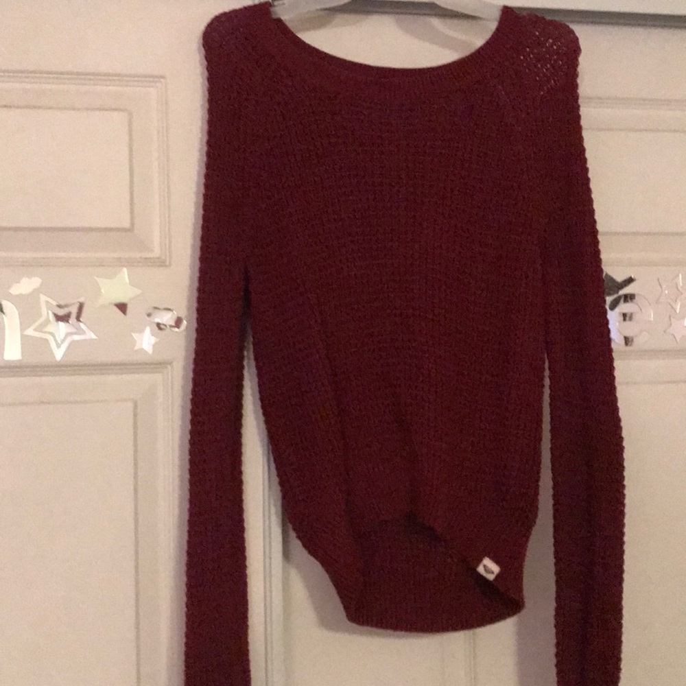 Rosy crochet high low sweater knit